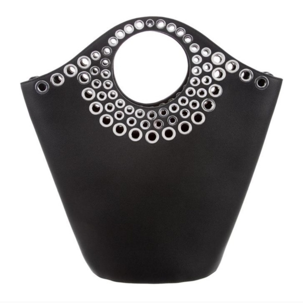 Elizabeth & James Market Shopper Caviar Black Grained Leather Tote